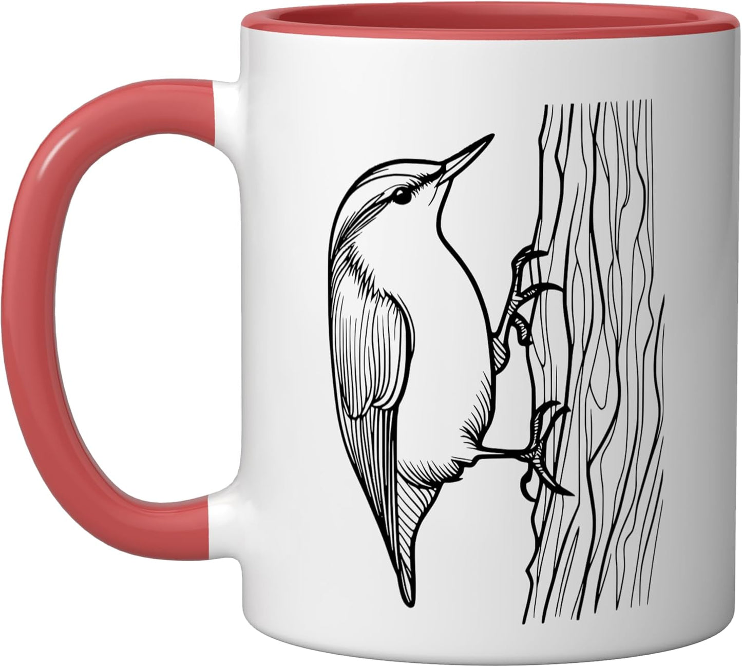 Taza Cerámica para Observar Aves Roja/Blanca