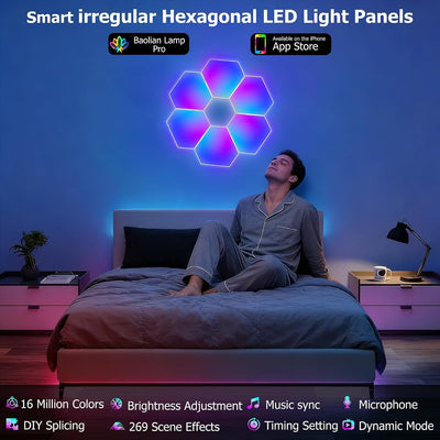 Paneles LED hexa RGBIC 16M colores con app y control remoto