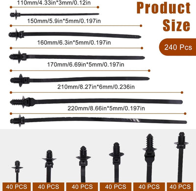 Bridas nailon ataduras cables negro pasador presion