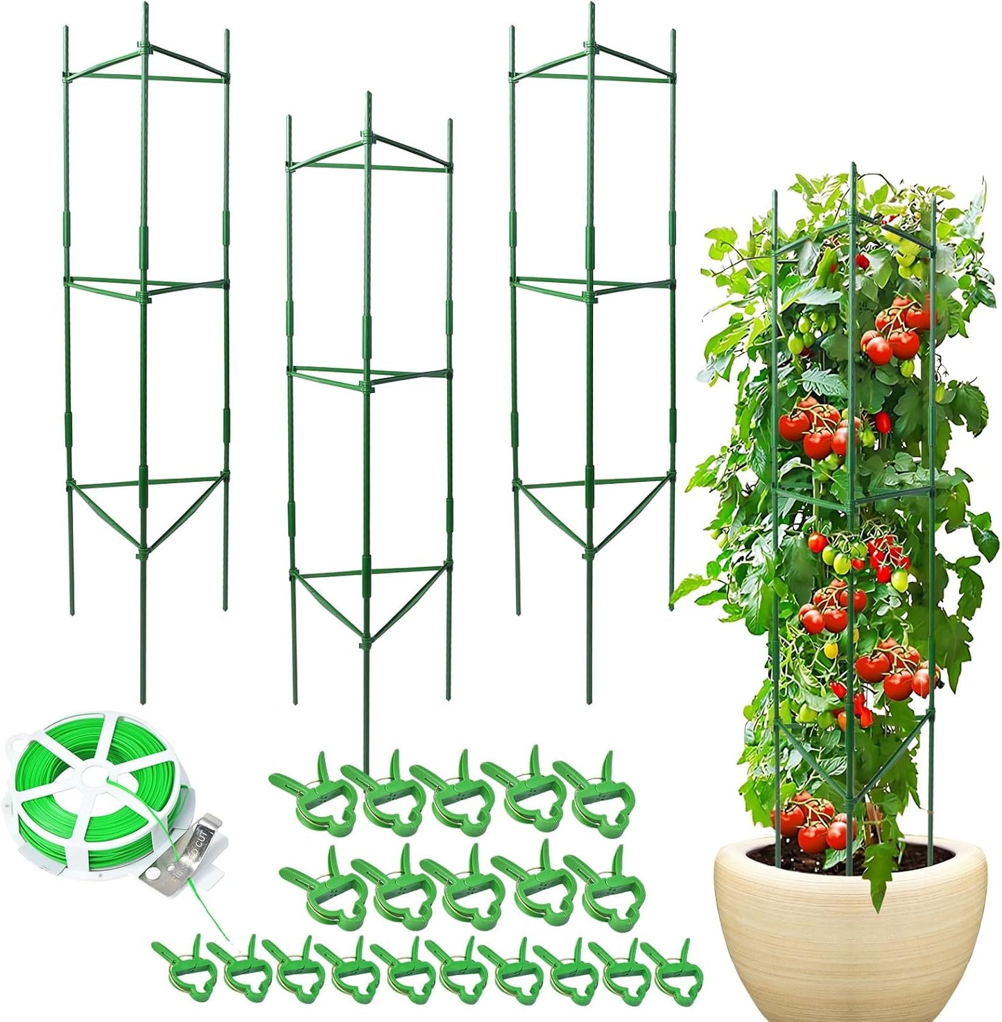 Jaula tomate resiste óxido para jardín 48pulg set 3