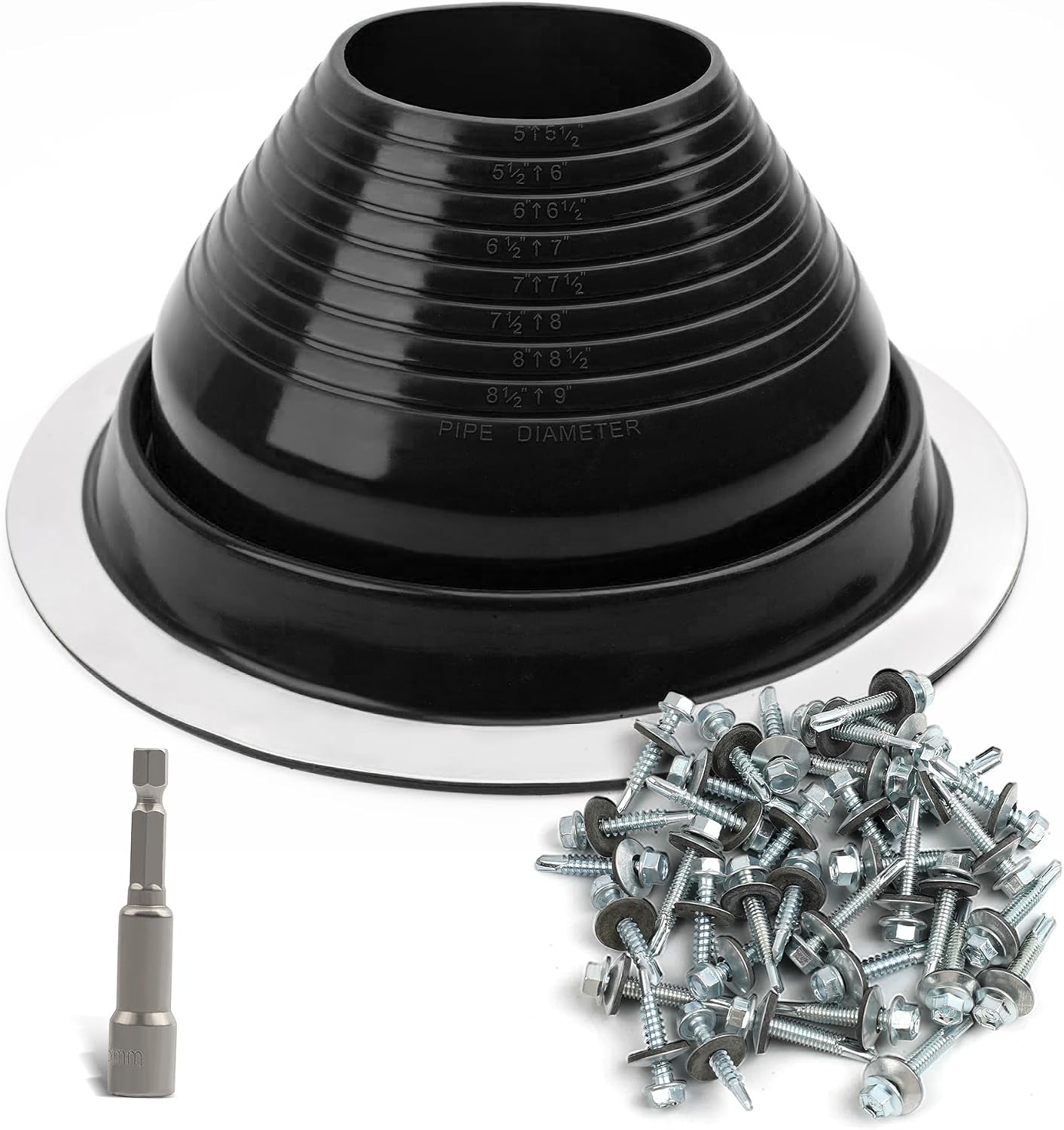Cubierta ventilación techo silicona negra 5-9pulg