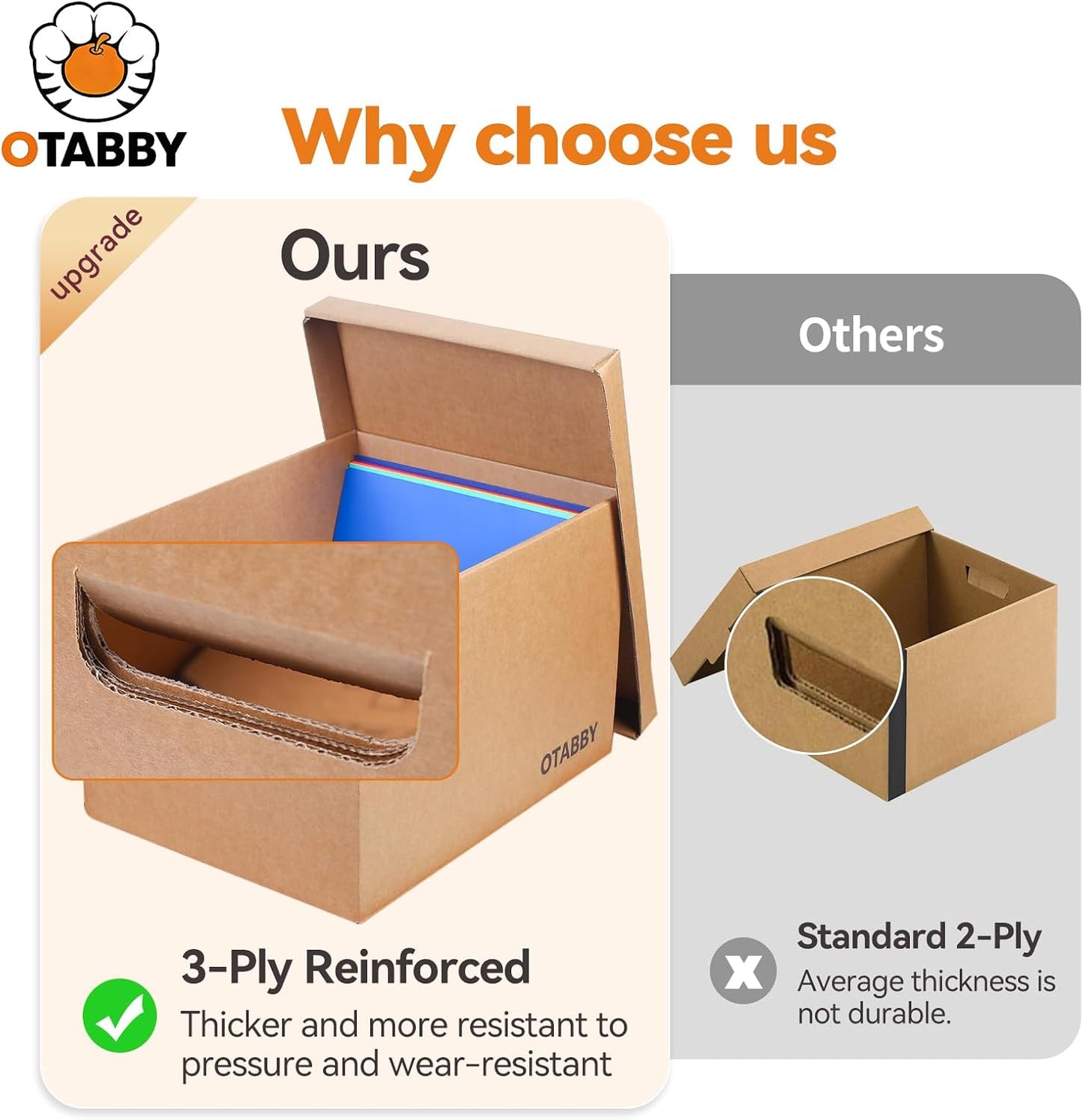 Cajas almacenamiento 4 pzas laterales 3 capas kraft con asas