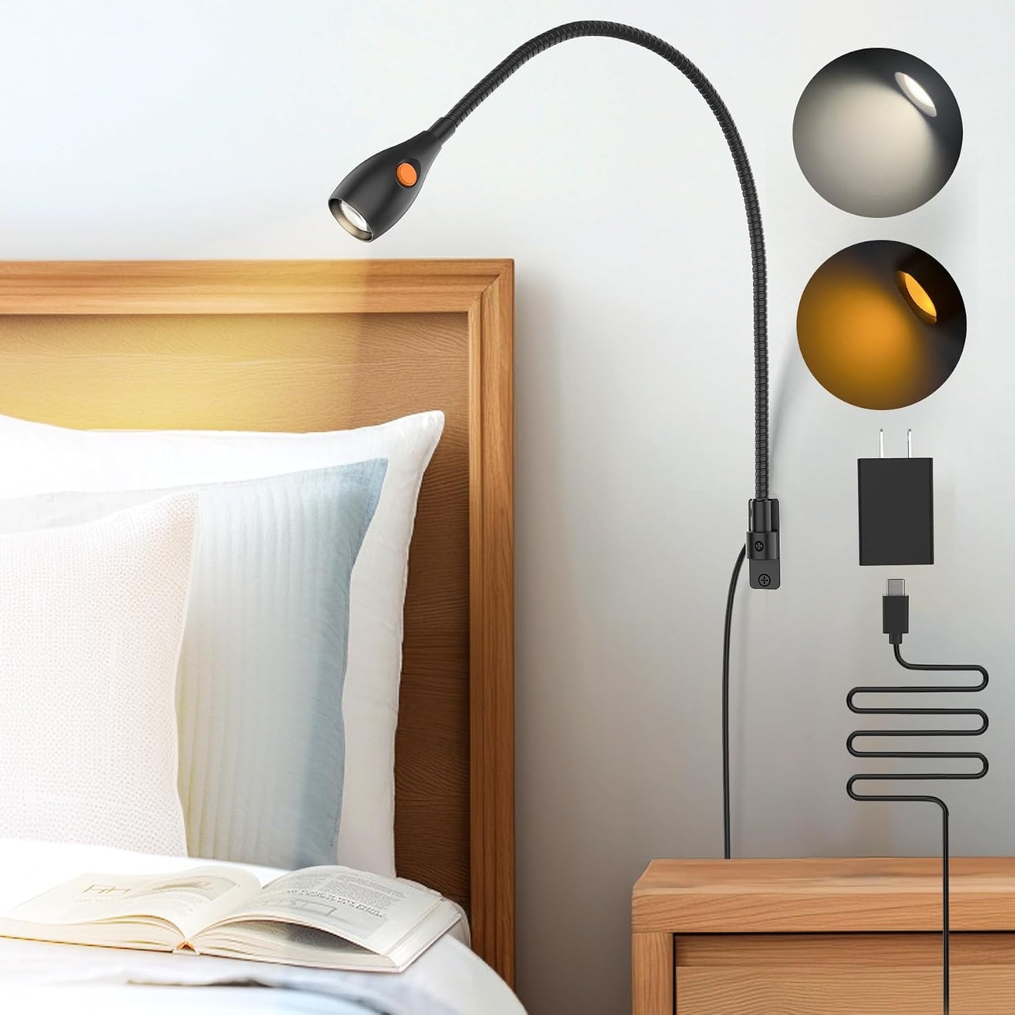 Luz LED regulable para cabecero USB-C CRI 95