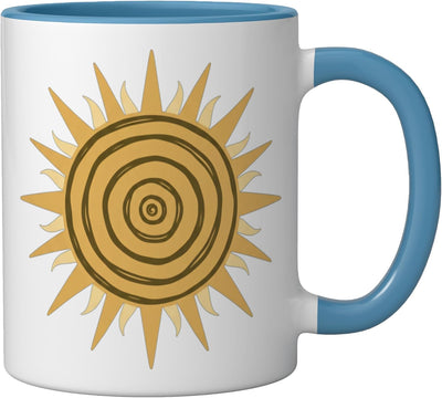 Taza Cerámica Arte Retro Sunburst Azul Blanco