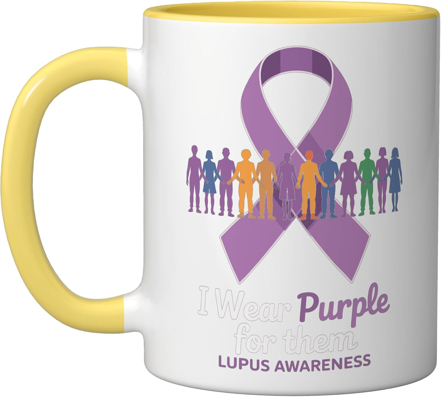 Taza Cerámica Lupus Mes de Conciencia Púrpura Amarillo/Blanco