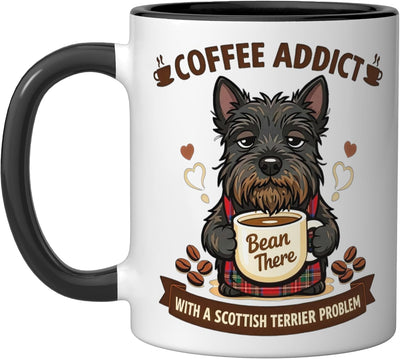 Taza de café humorística perro escocés terrier color negro/blanco