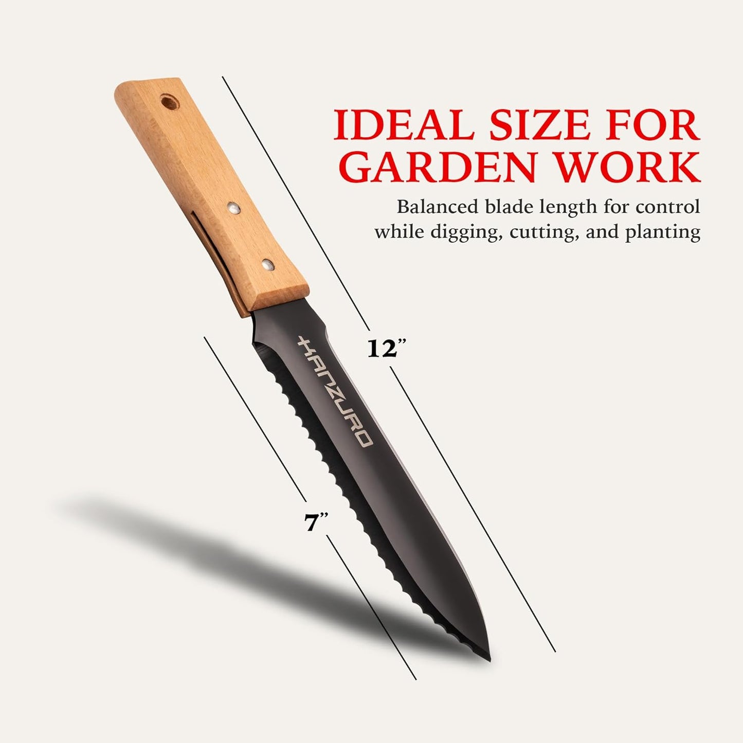 Cuchillo Jardín Acero Inox Mango Madera Funda Negro