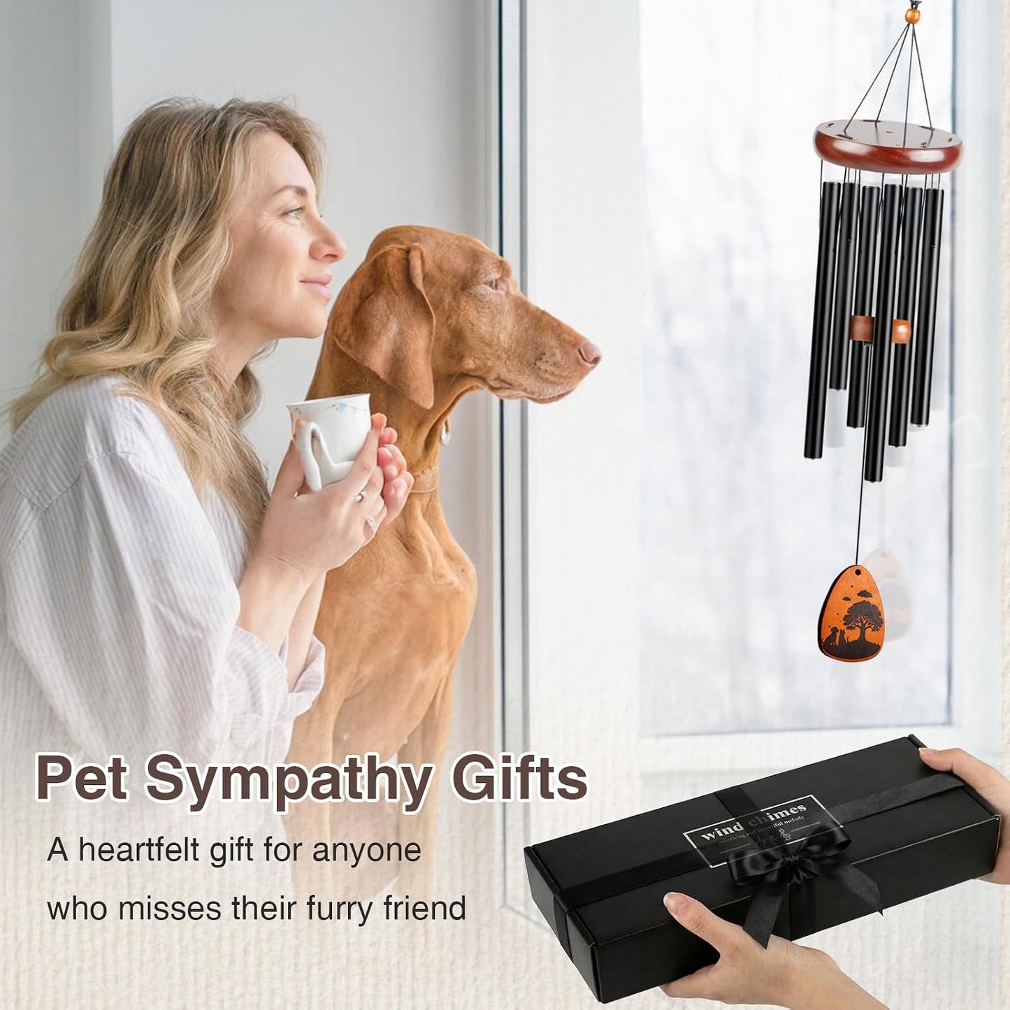 Campanillas viento 28pulg regalo perros duelo decoración doble cara