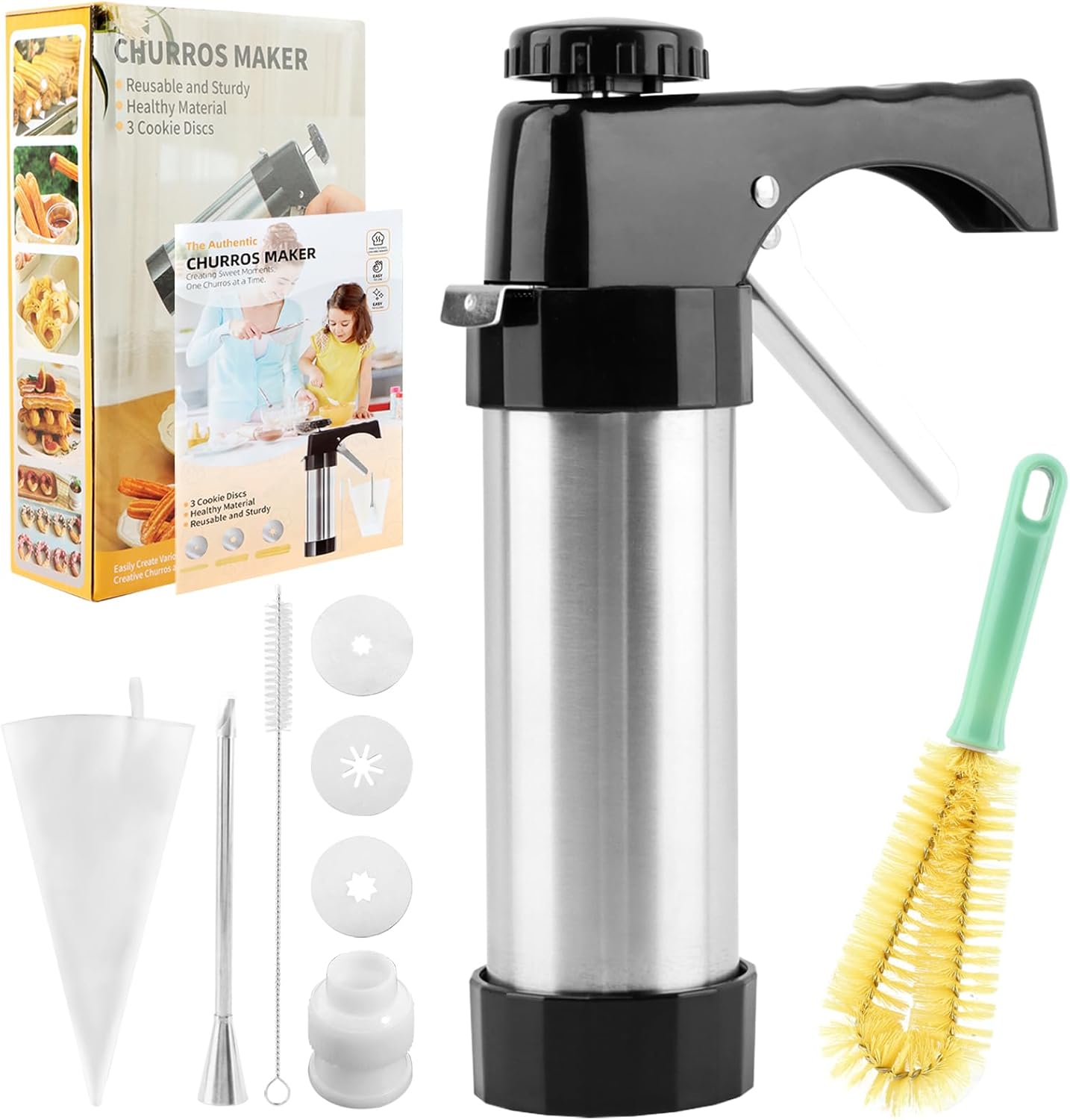 Kit de máquina de churros huecos con 3 discos y cepillo