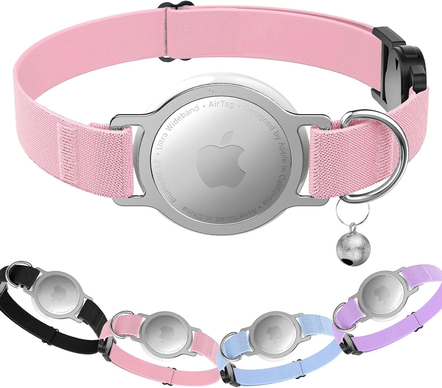 Collar AirTag para gatos elástico con soporte integrado rosa