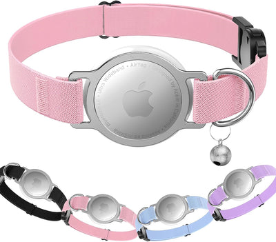 Collar AirTag para gatos elástico con soporte integrado rosa