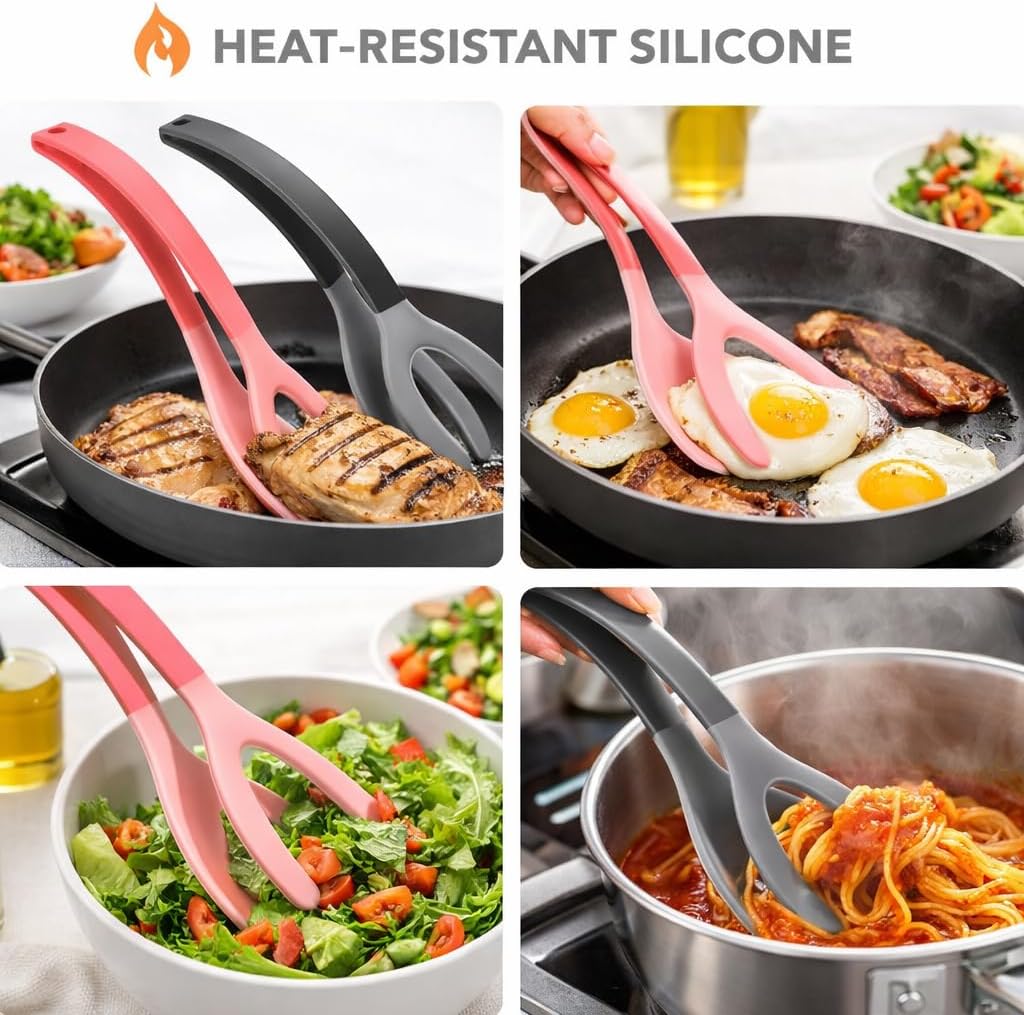 Set de 2 tenazas de silicona para cocina resistente al calor