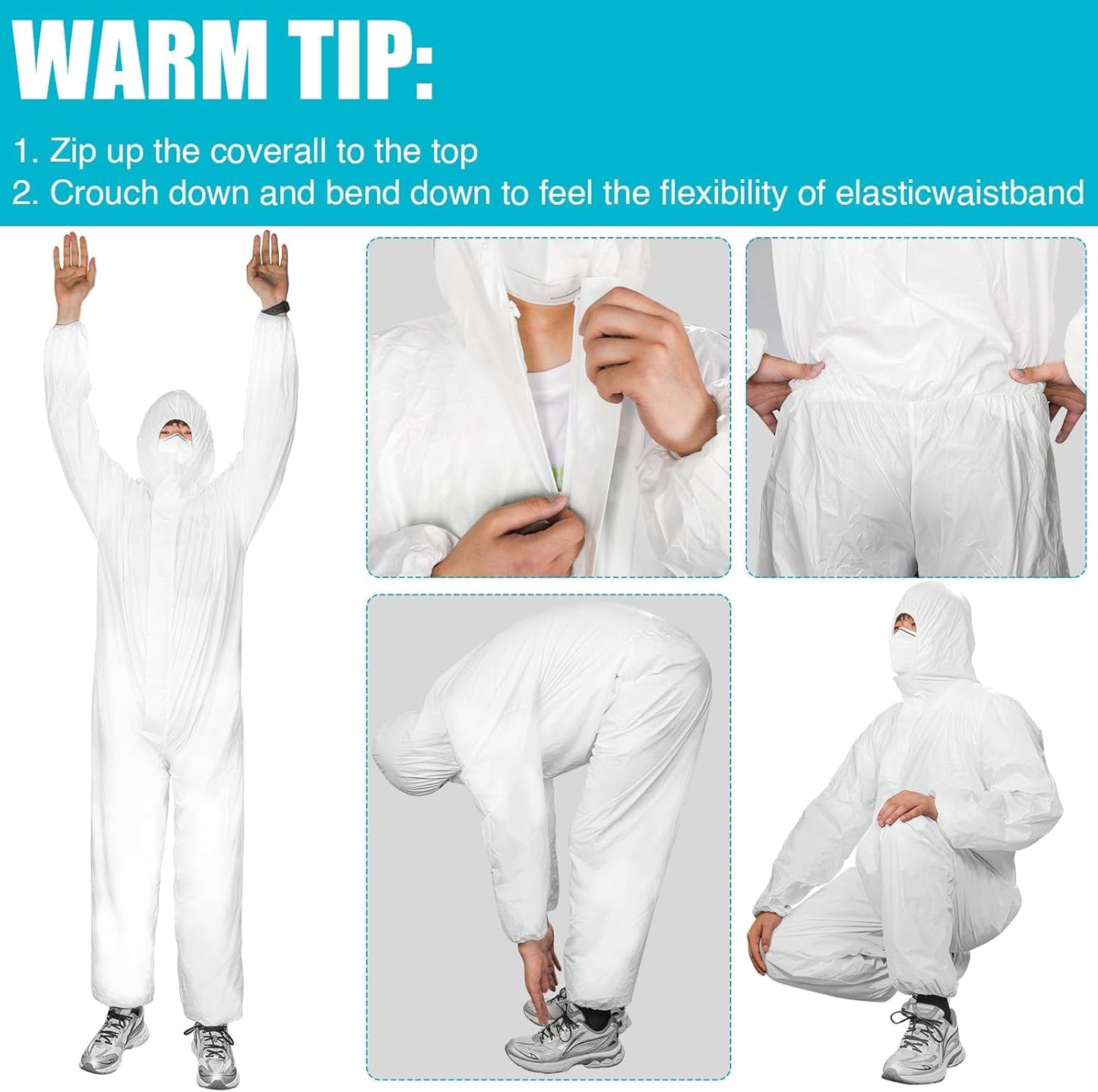 Trajes Hazmat descartables con elásticos 4 tallas