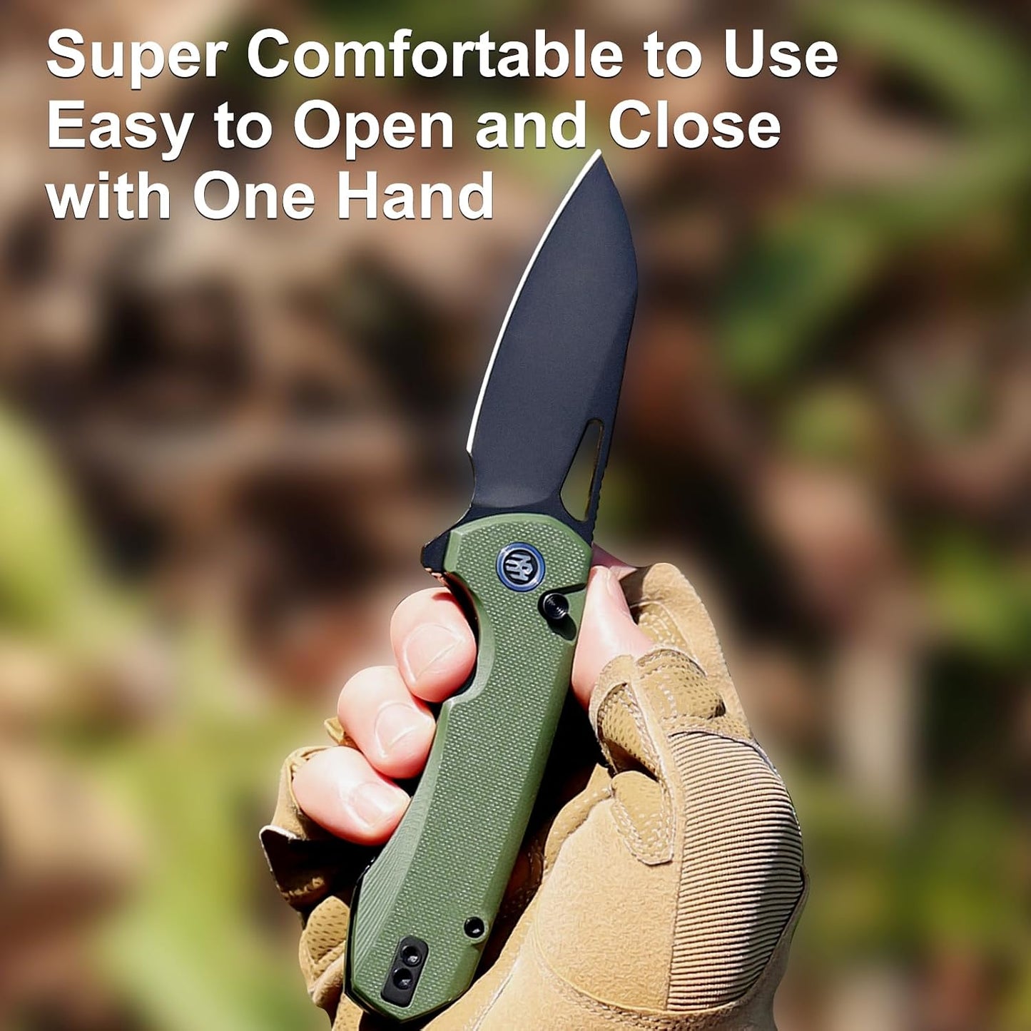 Cuchillo EDC plegable acero D2 3.1pulg mango G10 verde
