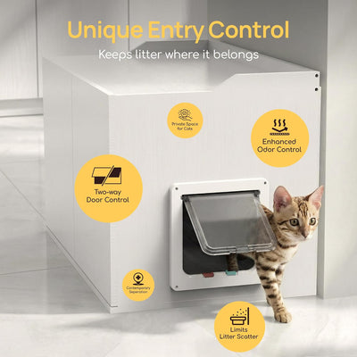 Caja arena gatos puerta armario oculto XL 31.5x19.8x21.1pulg madera