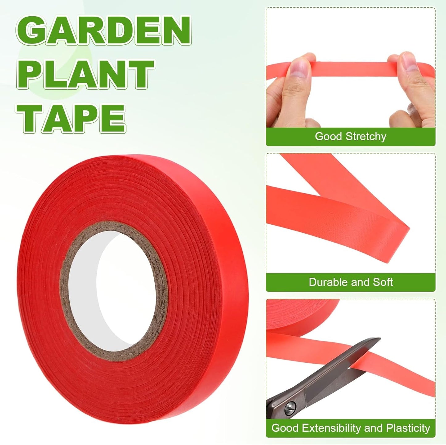 Cinta elástica PVC 2/5pulg x82pies reutilizable para plantas rojo