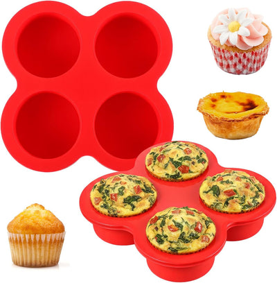 2 Moldes Silicona 4 Tazas para Magdalenas y Huevos