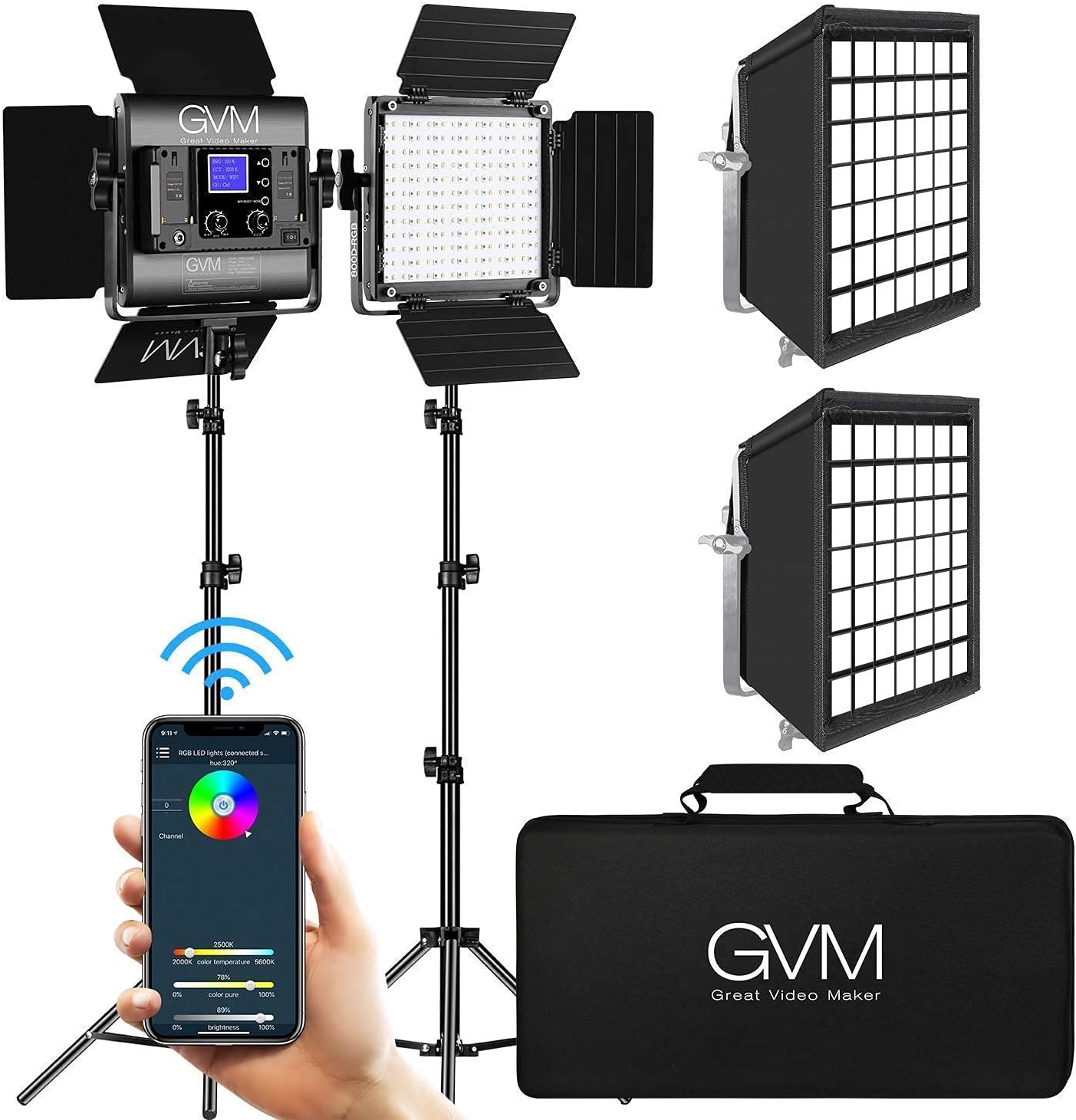 Luz LED RGB 800D con 2 softbox