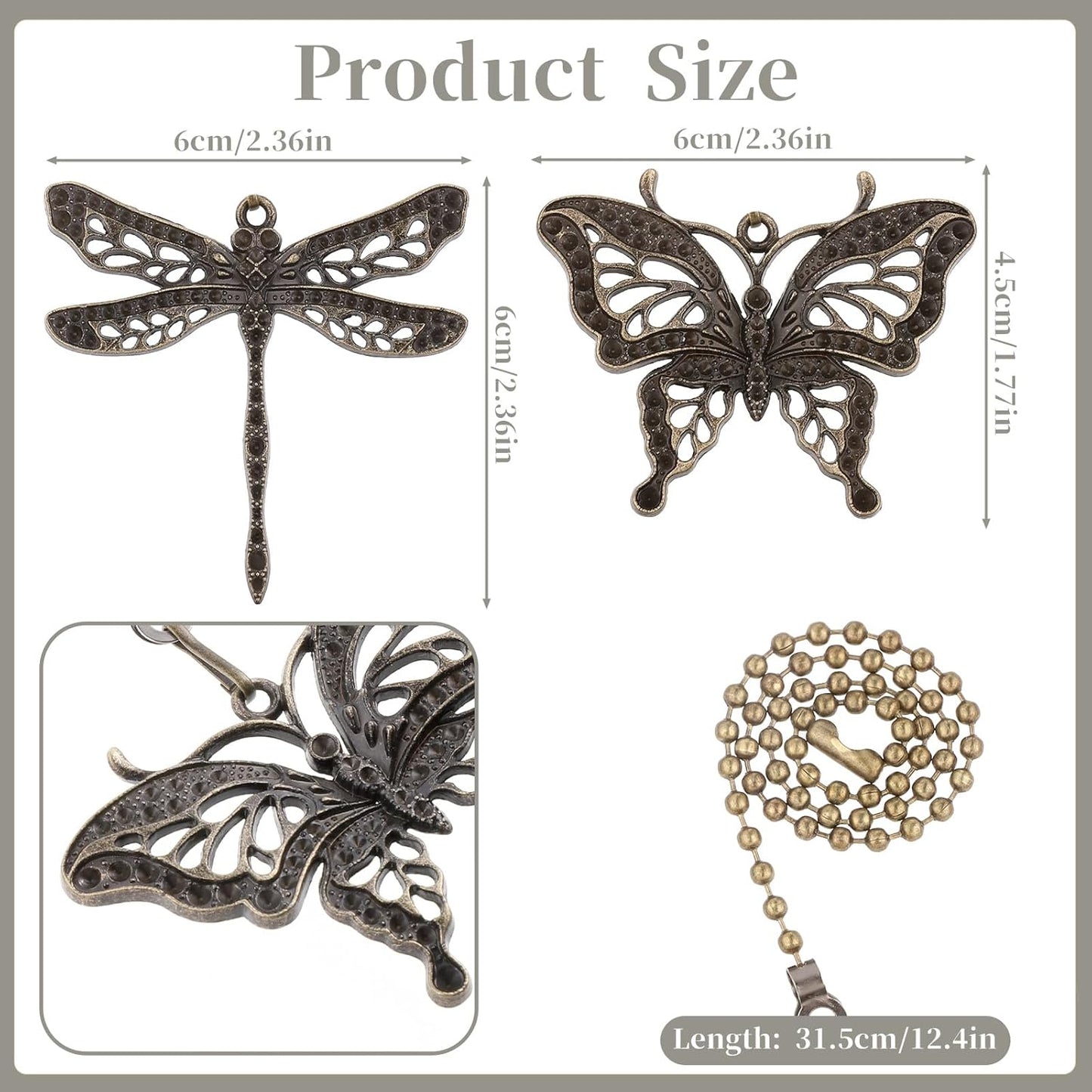 Cadena de techo mariposa y libélula 12pulg bronce