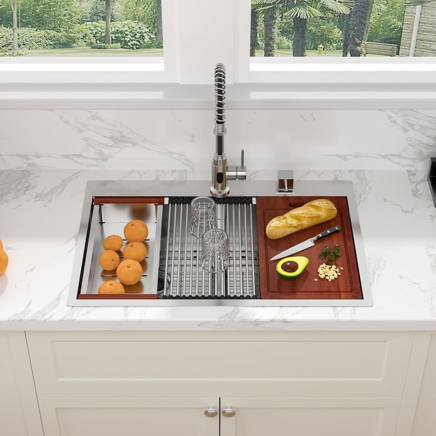 Fregadero cocina acero inox 36x22pulg doble cuenco 50/50