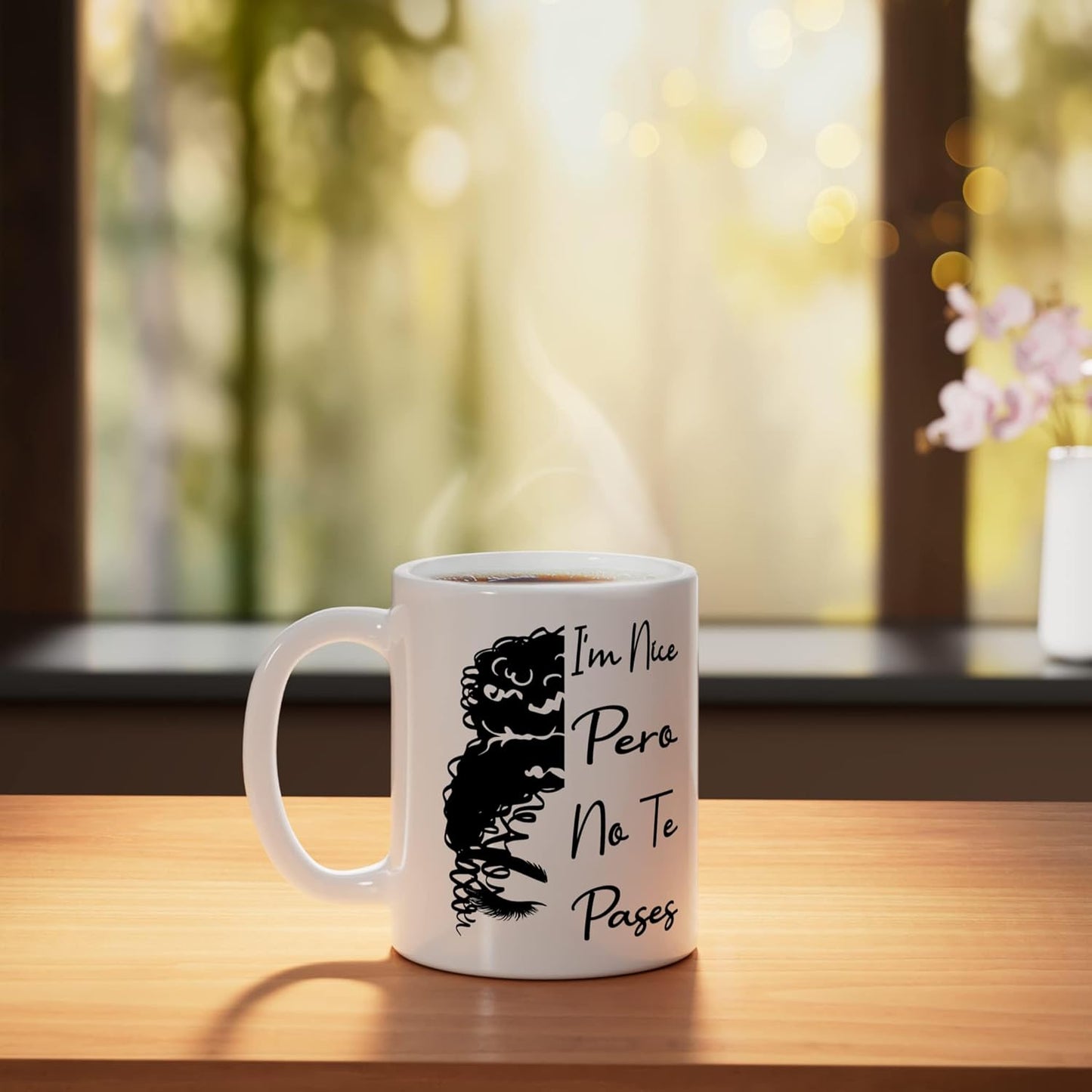 Taza Cerámica Blanco Frase Latina Messy Bun