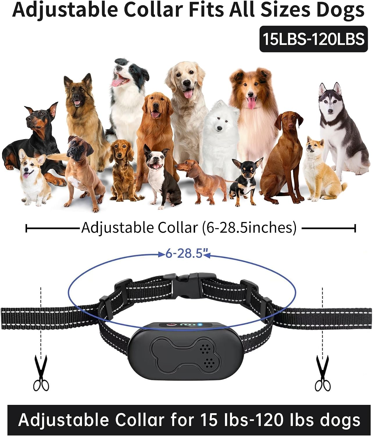 Collar entrenamiento perros con control remoto IPX7 2000 pies