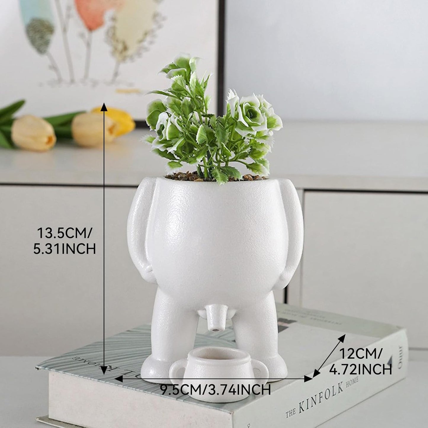 Maceta diseño novedoso para suculentas y decoración blanco