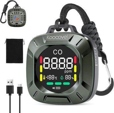 Detector monóxido carbono portátil 3en1 medidor temp humedad 240h
