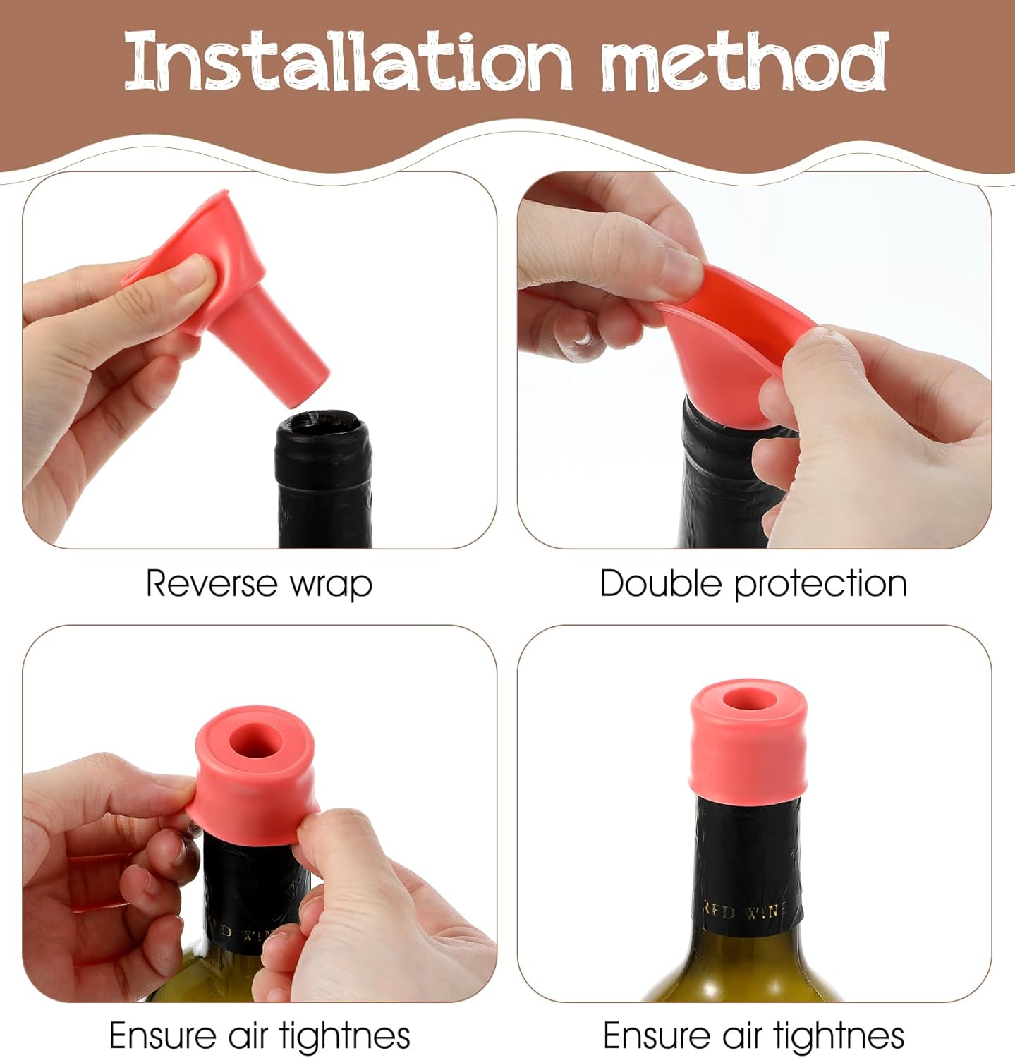 8 Tapones Silicona Botella Vino Sello Hermético 4 Colores