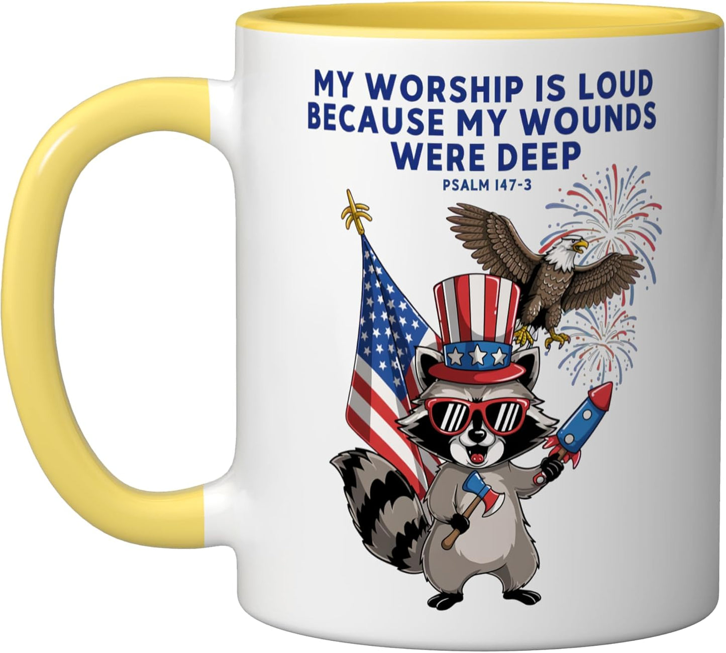 Taza Cerámica Psalmo 147:3 Amarillo/Blanco