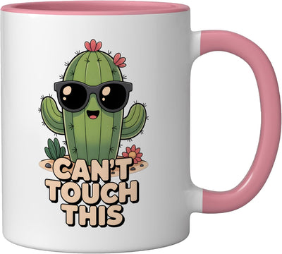 Taza Cerámica Cactus Humorístico Rosa/Blanco