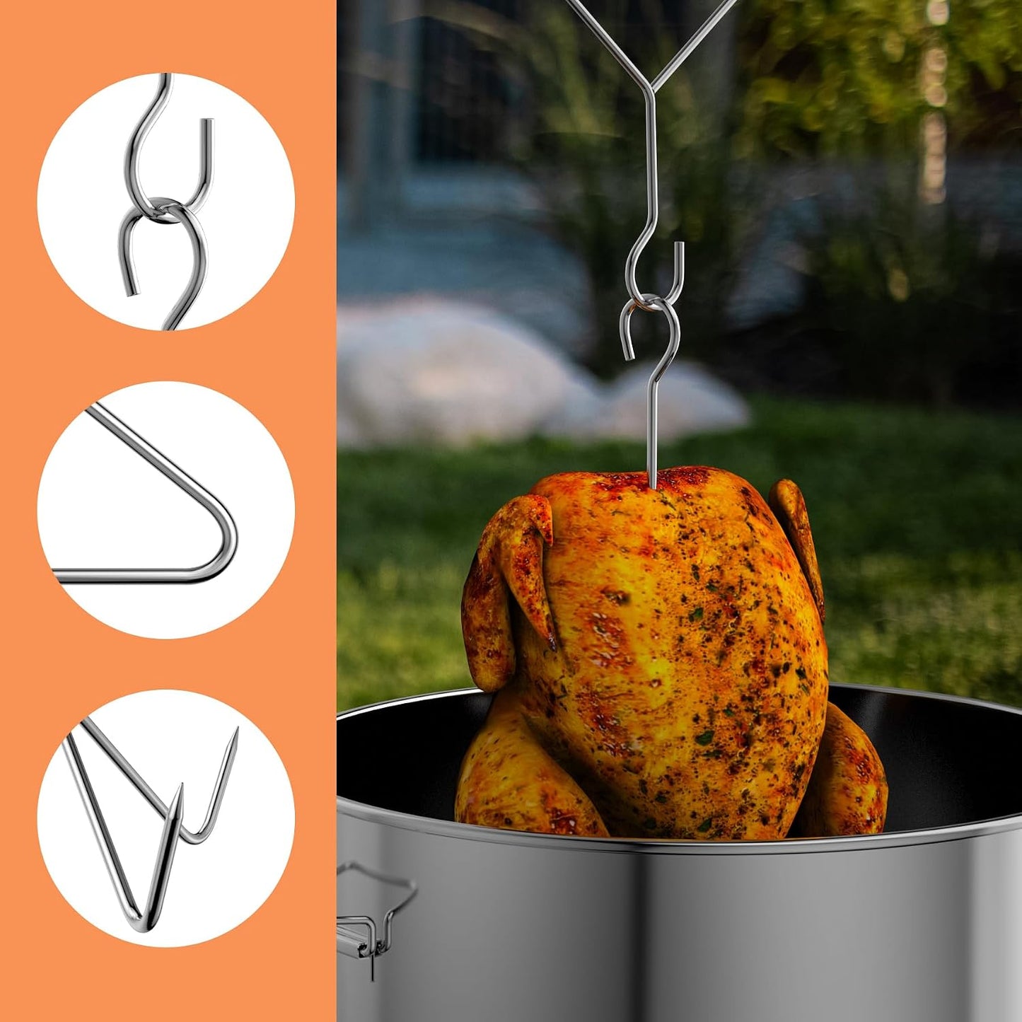 Kit accesorios freidora pavo con gancho elevador y estante