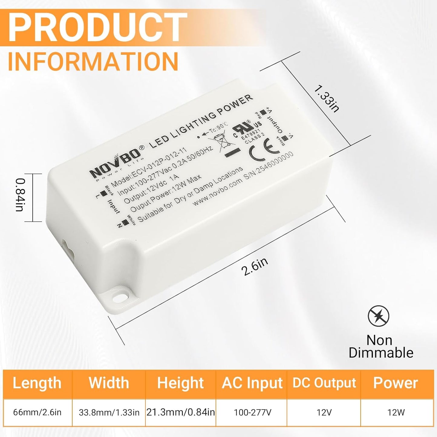 Fuente alimentación 12V 1A 12W AC a DC transformador LED
