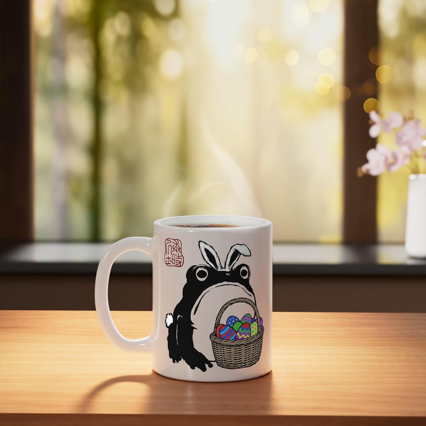 Taza de cerámica grumpy frog anime conejo de pascua blanco
