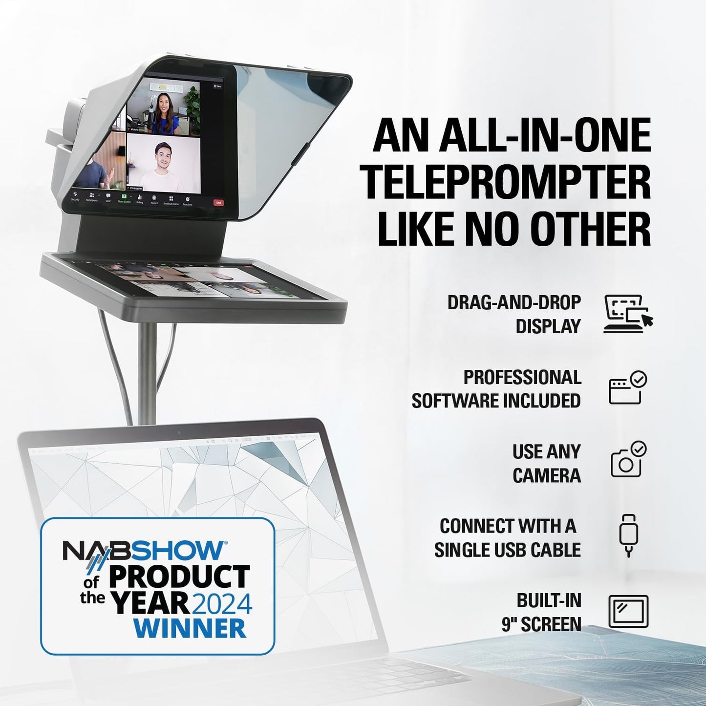 Set Teleprompter Full HD para Webcam OBS Zoom Teams