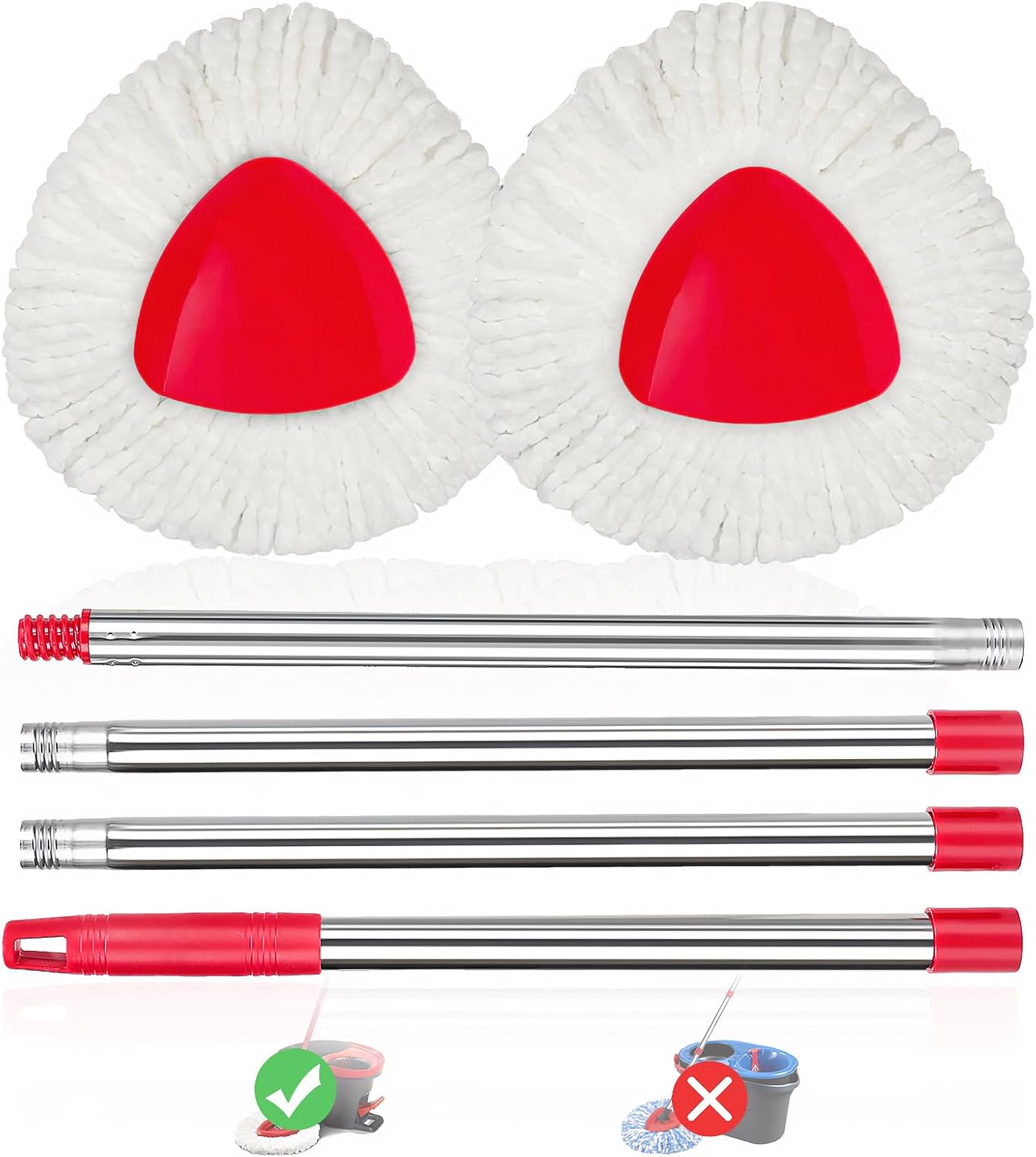 2 Cabezales trapeador giratorio microfibra suelos madera
