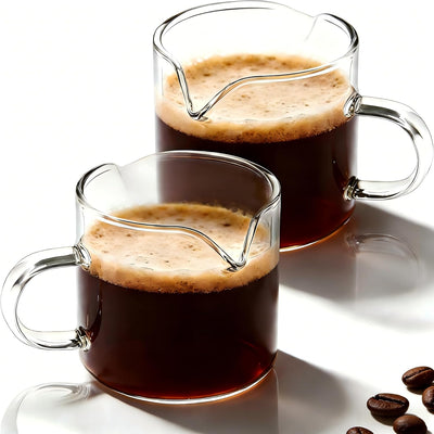 Tazas de café expreso de vidrio con doble vertido, paquete de 2