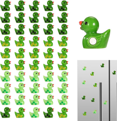 50 mini imanes de resina para nevera con sombrero de trébol verde y patitos de herradura