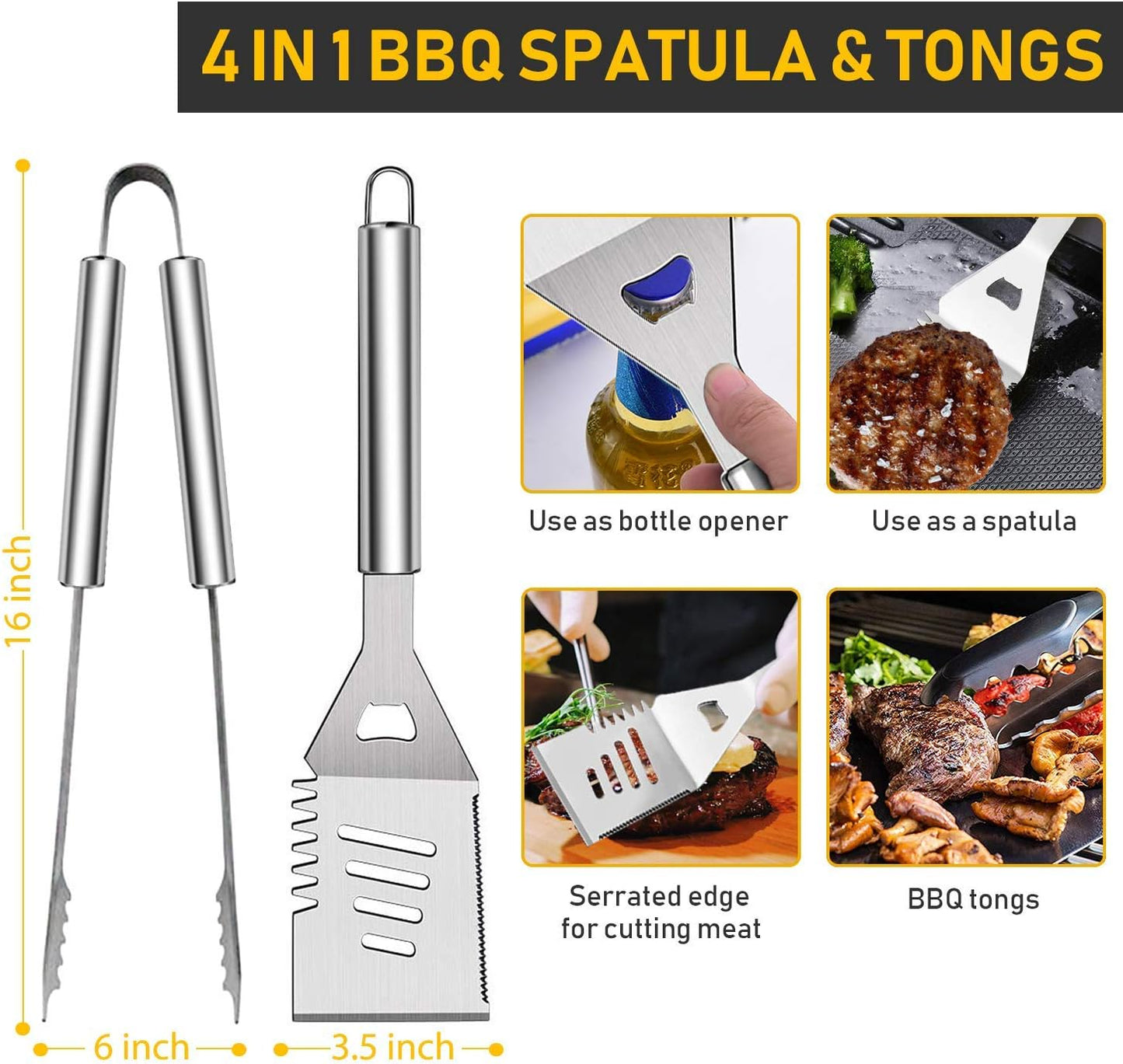 34 Accesorios Parrilla Acero Inox 16pulg Termómetro