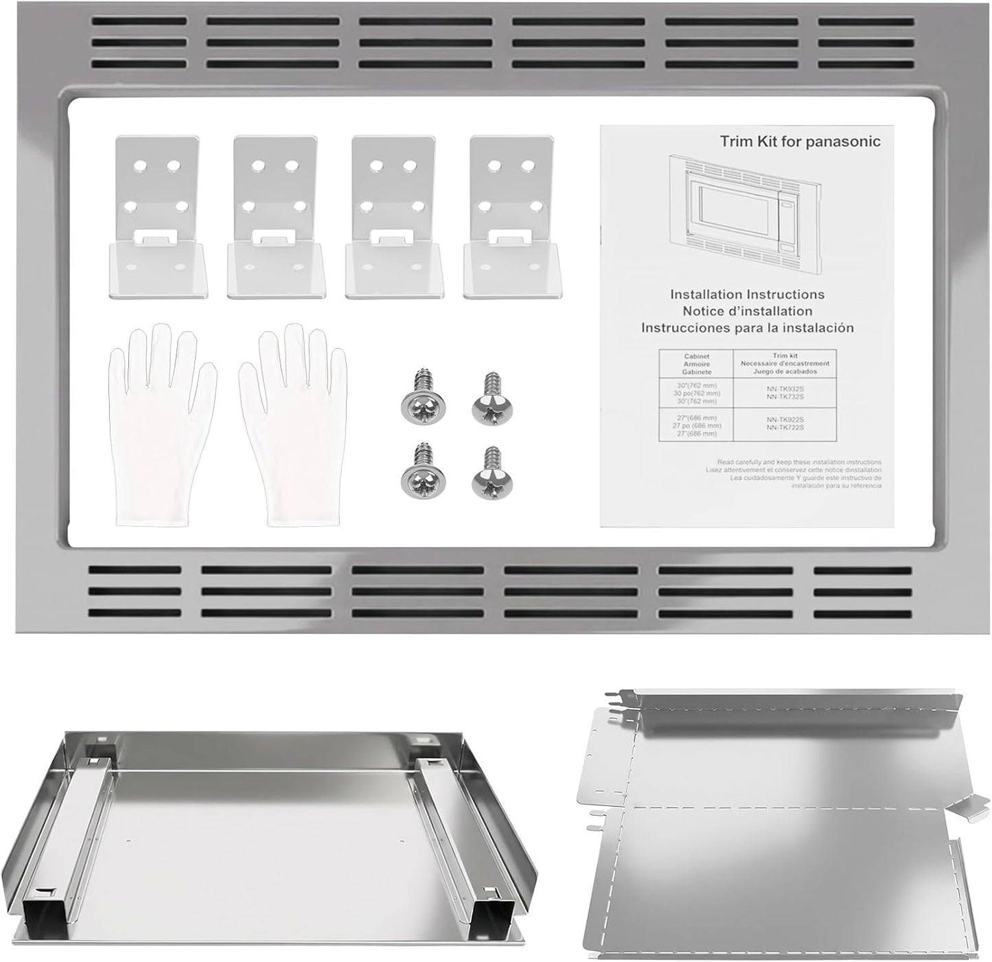 Kit molduras microondas 27pulg comp acero inox