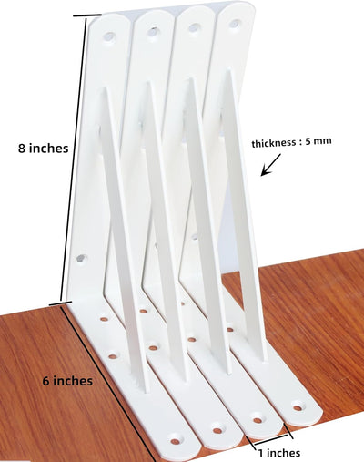 6 Soportes Metal Estantería 8x6pulg Blanco Resistentes