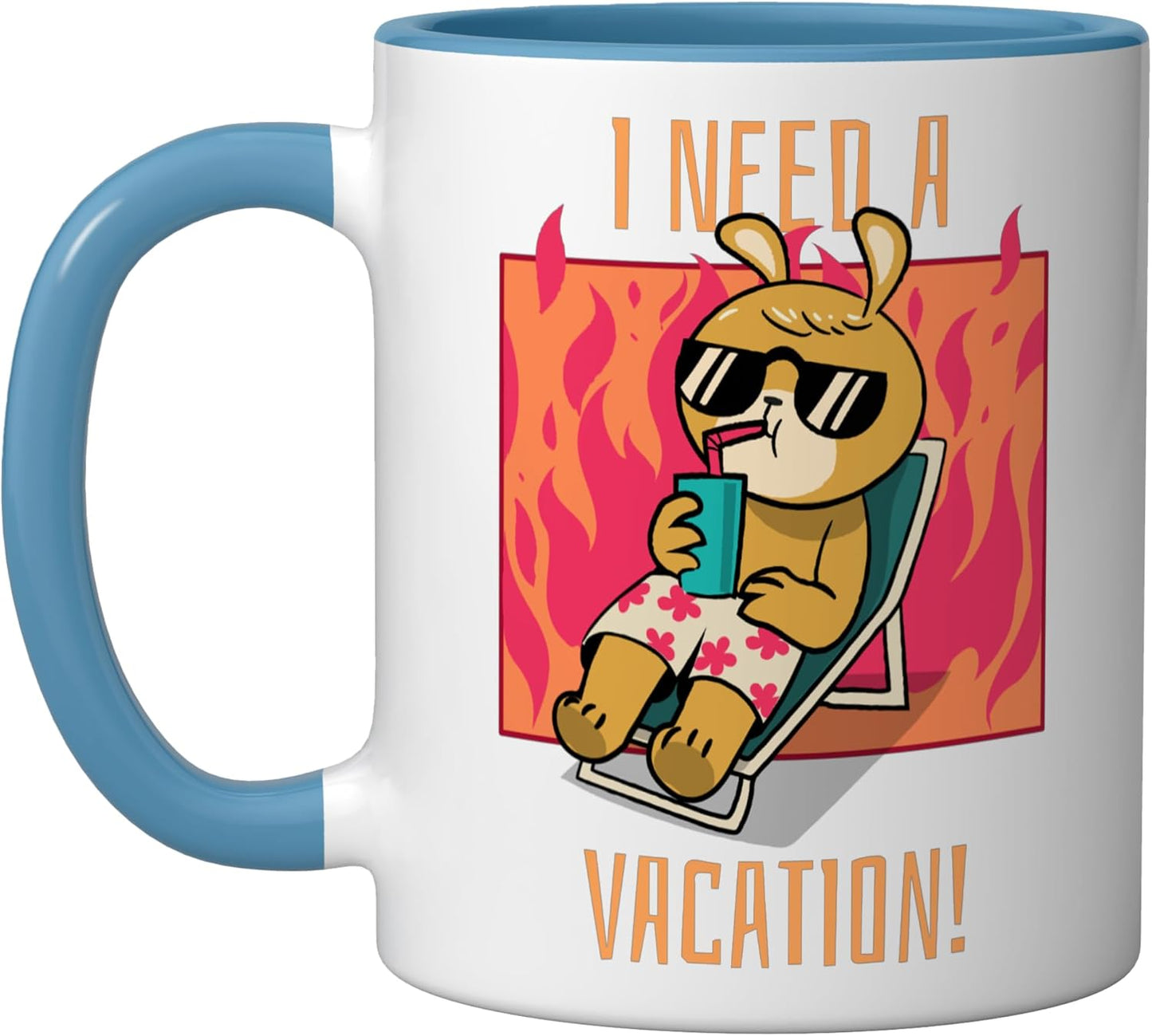 Taza Cerámica I Need A Vacation Azul Blanco