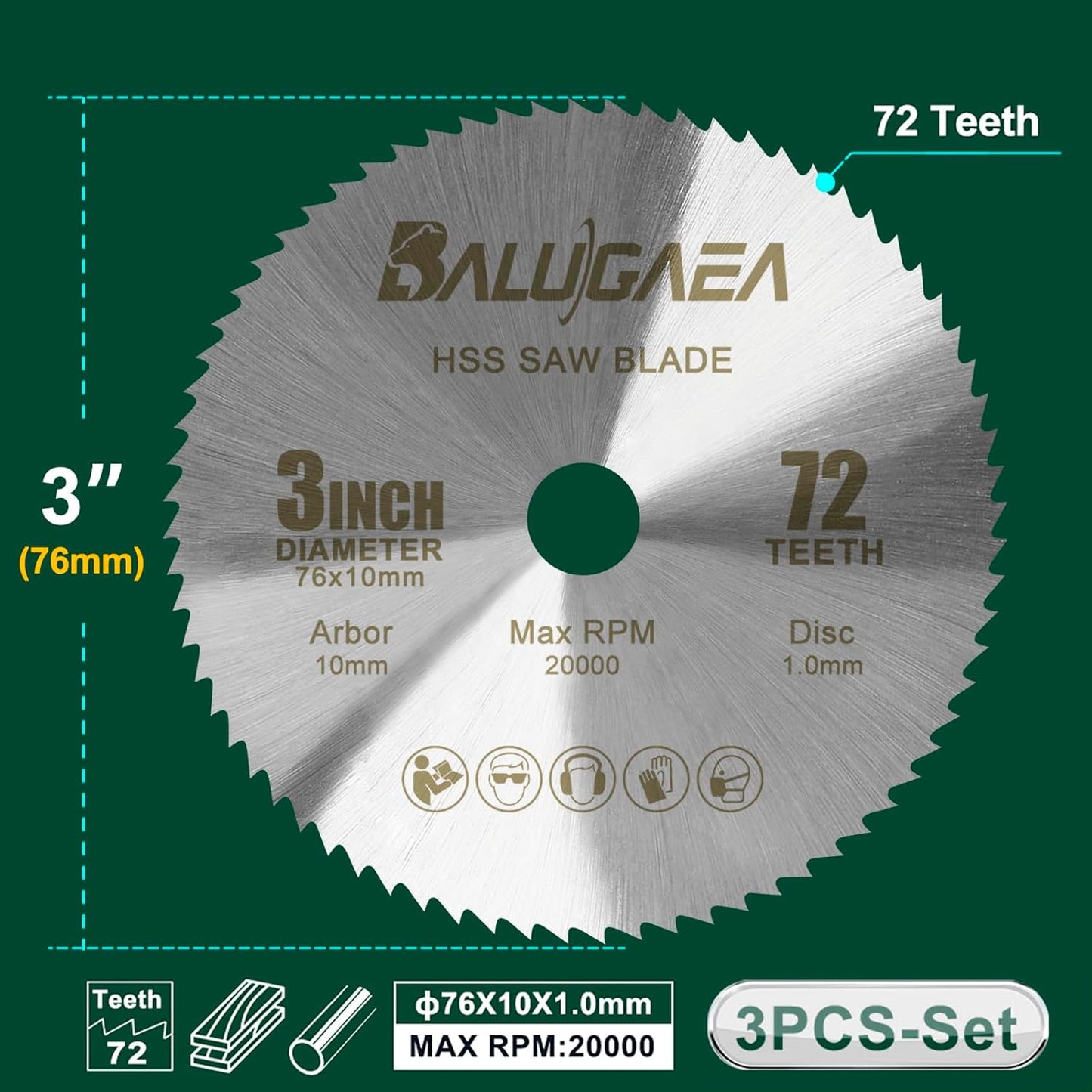 Hoja sierra HSS 3pulg eje 0.394pulg corte 0.020pulg