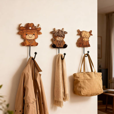 3 Ganchos Decorativos Pared Madera 8.4pulg Soporte Toallas Abrigos