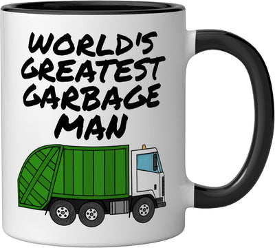 Taza cerámica de camión recolector de basura negro/blanco