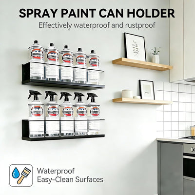 4 Soportes Botellas Aerosol Pared Estante Negro Acero 20 Agujeros