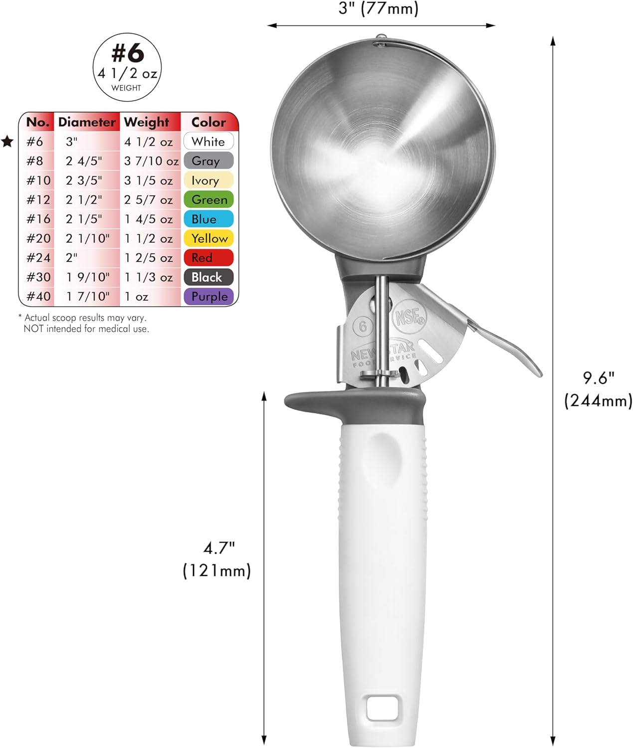 Cuchara de acero inoxidable 18-8 NSF certificada