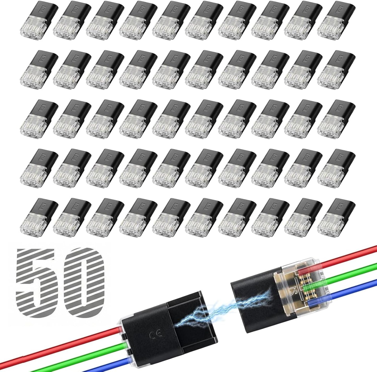 Conectores LED enchufables 3 pines para cables 20-22 AWG