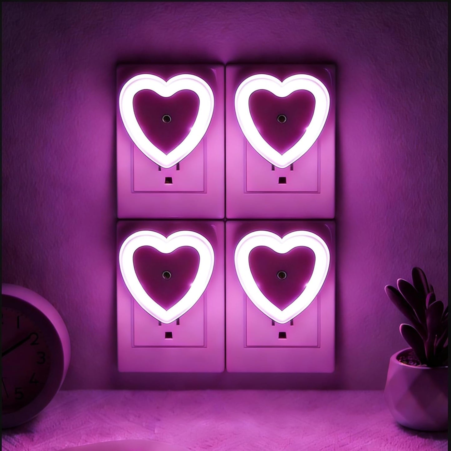 Luces LED corazón enchufables 0.5W sensor dormitorio baño