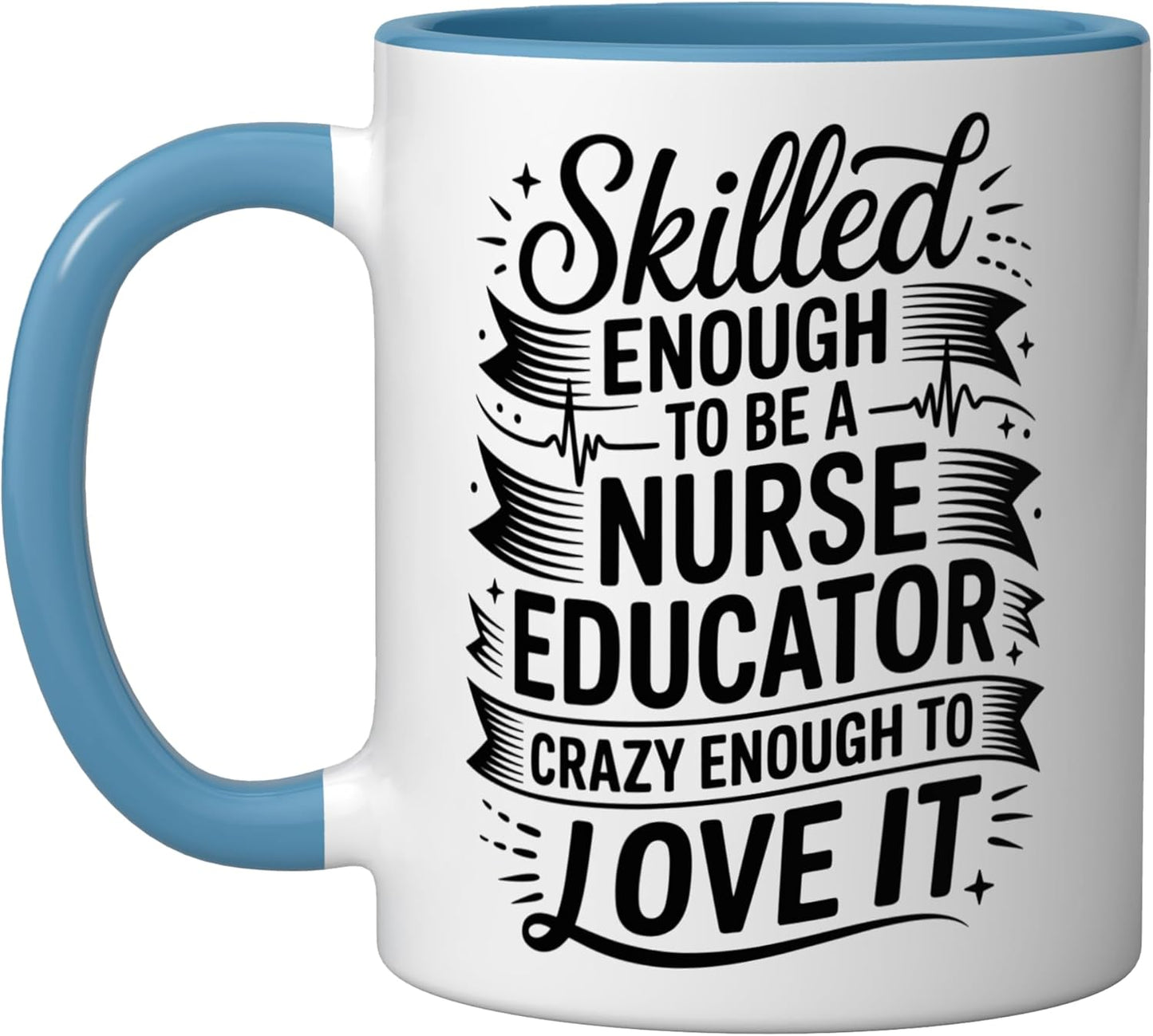 Taza cerámica para enfermera educadora azul/blanco